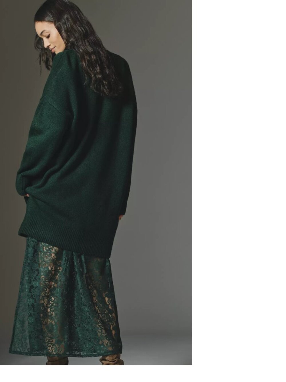 By Anthropologie Sweater Lace Twofer Midi Dress XL new with tag green - Picture 2 of 5
